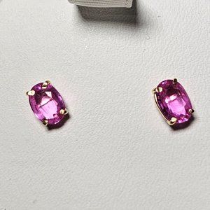 Pink Sapphire gemstone stud earrings 14k